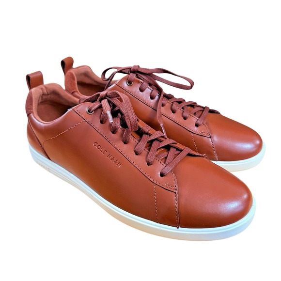 Cole Haan MENS 8.5 NIB Grand Plus Crosscourt Sneakers British Tan Leather C36924 - Picture 1 of 16